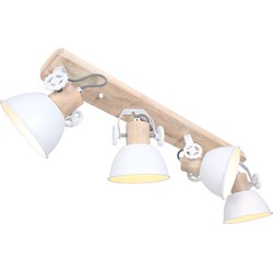 Mexlite - spot - Gearwood - wit - metaal rubber wood - opbouwspot - E27 - 2729W