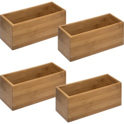 4x stuks opberg/sorteer/kast/lade verdelers vakjes bamboe hout 23 x 9 x 9.5 cm - Make-up dozen