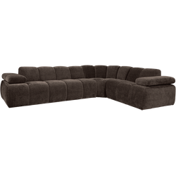 WOOOD Mojo Hoekbank Rechts - Ribstof - Bruin - 74x310x230