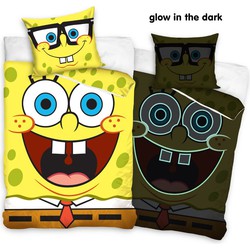 Sponge Bob Dekbedovertrek - Eenpersoons - 140x200 cm - Kussensloop 60x70 cm - Katoen - Glow In The Dark