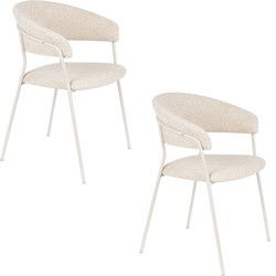Housecraft Living Zeri Eetkamerstoelen armleuning Off white - Set van 2