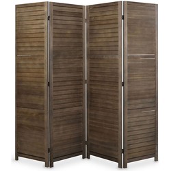 LW Collection LW Collection Kamerscherm 4 panelen hout donkerbruin 170x160cm - paravent - scheidingswand