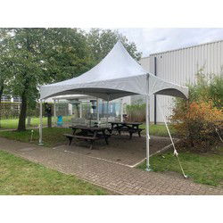 Stijlvolle PAGODE KEDER TENT RONDE PALEN - INCL ZIJWANDEN - 6x6 mtr