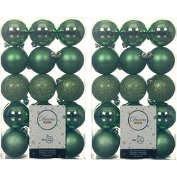 60x stuks kunststof kerstballen groen 6 cm glans/mat/glitter - Kerstbal