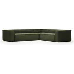 Kave Home - 5-zits hoekbank Blok in groen dik ribfluweel/corduroy 320 x 290 cm / 290 x 320 cm
