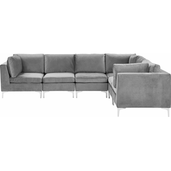 Beliani EVJA - Modulaire Sofa-Grijs-Fluweel