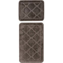 Bari Badmat / Toiletmat - Badkamer Set 2-Delig - Wasbaar - Anti-slip - Taupe- 40x50 CM & 50x80 CM