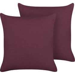 SAGINA  - Sierkussen set van 2 - Paars - 45 x 45 cm - Linnen