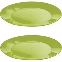 12x ontbijt/diner bordjes van hard kunststof 21 cm in het groen - Campingborden