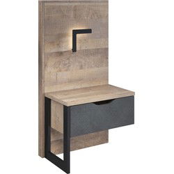 Meubella - Nachtkastje Acasia - Grijs - Eiken - 52 cm - set van 2
