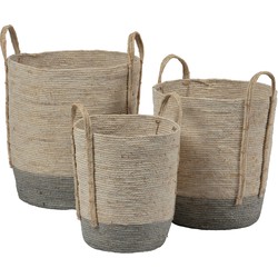 BePureHome Set V 3 - Indian Corn Baskets Naturel/grijs