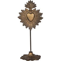 Clayre & Eef Decoratie Beeld 10x8x23 cm Goudkleurig Kunststof Heilig Hart
