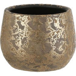 Mica Decorations Bloempot - 4x - goudkleurig - keramiek - 16 x 13 cm - Plantenpotten