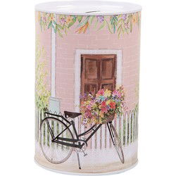 Clayre & Eef Spaarpot Ø 10x15 cm Roze Metaal Fiets