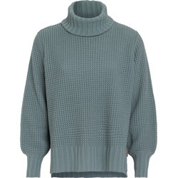 Knit Factory Robin Gebreide Dames Coltrui - Turtleneck - Stone Green - 36/38