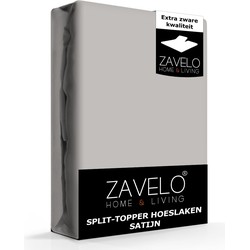 Zavelo Splittopper Hoeslaken Satijn Grijs-Lits-jumeaux (180x200 cm)