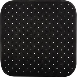 MSV Douche/bad anti-slip mat badkamer - rubber - zwart - 54 x 54 cm - Badmatjes