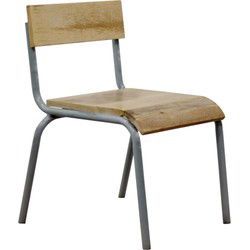 Stoel hout-metaal grijs (set van 2)