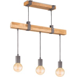 Home sweet home hanglamp Denton 3L - hout / burned metal