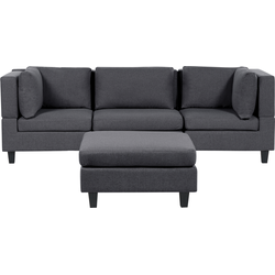 UNSTAD - Driezitsbank met ottomaan - Donkergrijs - Polyester