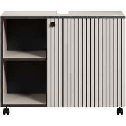 Onderkast met wielen, 1 deur en 2 open vakken L80 cm - PUREBLISS