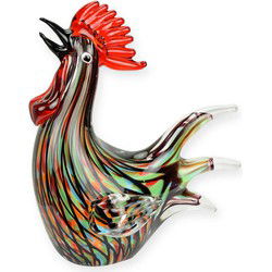 A MURANO STYLE GLASS FIGURINE OF A ROOSTER