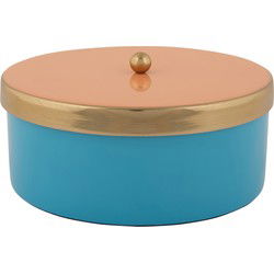 Present Time - Opbergbox Double Funky Medium - Aqua blue & peach orange