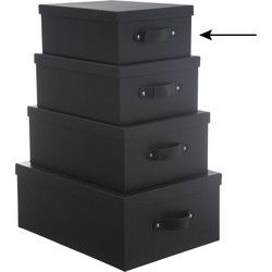 5Five Opbergdoos/box - 6x - zwart - L28 x B22 x H11 cm - Stevig karton - Industrialbox - Opbergbox