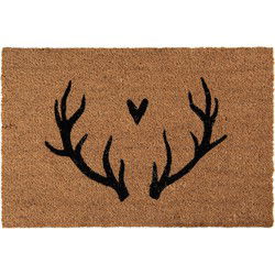 Clayre & Eef Deurmat 60x40 cm Bruin Kokosvezel PVC Gewei