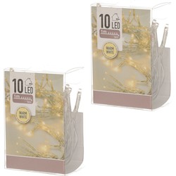 Kerstverlichting lichtsnoer - 6x - 10 led lampjes - warm wit - 1 meter - op batterij - Lichtsnoeren