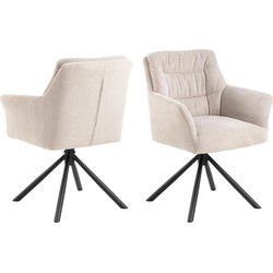 Eetkamerstoel - Beige - Stof - Zithoogte 50cm - Traska - Set van 2