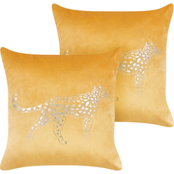 MARULA - Sierkussen set van 2 - Mosterdgeel - 45 x 45 cm - Fluweel