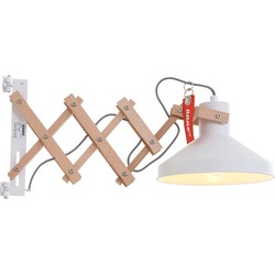 Anne Lighting - wandlamp - Woody - naturel - hout metaal - schaarlamp - E27 - 7900BE
