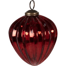 Clayre & Eef Kerstbal Ø 9x11 cm Rood Glas Kerstboomversiering