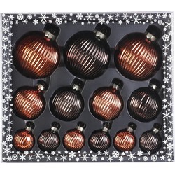 39x stuks luxe glazen kerstballen ribbel chestnut bruin tinten 4, 6, 8 cm - Kerstbal