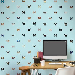 Vlinders op een lichtblauwe achtergrond - per rol