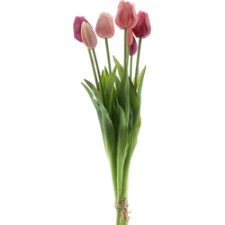Bosje kunst tulpen Sally x7 new red/pink combo 47 cm - Buitengewoon de Boet