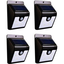 4x stuks wandlampje / tuinlichten IP44 op zonne-energie met bewegingssensor - Buitenverlichting
