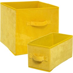 Set van 2x stuks opbergmanden/kastmanden 7 en 29 liter geel van polyester 31 cm - Opbergkisten