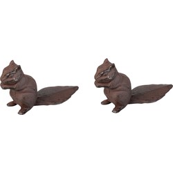 Esschert deurstopper eekhoorn - 2x - 0.6 kg - gietijzer - bruin - Deurstoppers