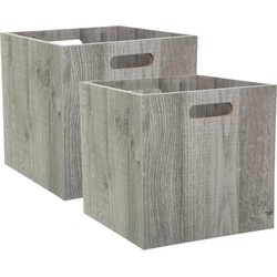 5Five Opbergmand - 2x - Grijs wash - 31 x 31 x 31 cm - 29 liter - Kist - Opbergmanden
