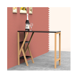 Bartafel - Bar - 2 planken - Bamboe - Zwart/bruin - 122x107x45 cm