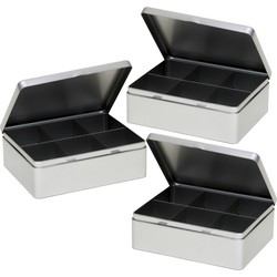 3x stuks metalen theedoos bewaarblik 20 cm - Theedozen