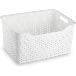 Plasticforte opbergmand/kastmandje - 18 liter - ivoor wit - kunststof - 29 x 39 x 19 cm - Opbergmanden