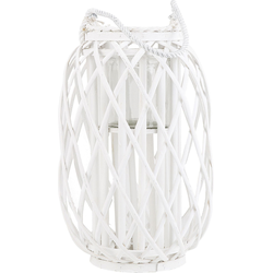 MAURITIUS - Lantaarn - Wit 40 cm - Wilgenhout