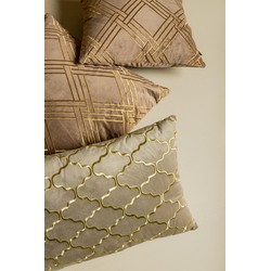 PTMD Lizze Sierkussen - 45x3x45 cm - Fluweel - Beige