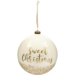 Riviera Maison Kerstbal Groot, rond met glitter - Sweet Christmas Ornament (Ø)15 - Beige