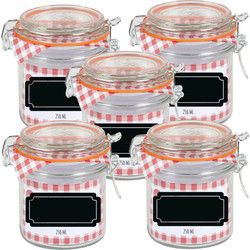 Weckpot/inmaakpot - 10x - 250 ml - glas - met beugelsluiting - incl. etiketten - Weckpotten