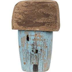 Clayre & Eef Decoratie Beeld Huis 10 cm Blauw Bruin Hout