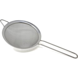 Concorde Keuken vergiet/zeef met steel - metaal - grijs - D16 x L34 cm - Vergieten